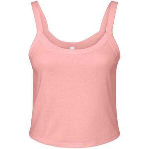 Womens/Ladies Micro-Rib Spaghetti Strap Tank Top / Solid Pink